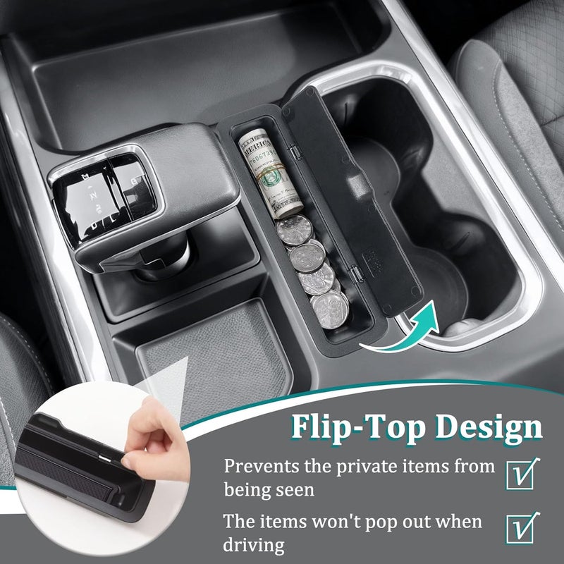TOPINSTALL Hidden Storage Box Compatible with 2023-2026 Chevy Silverado/GMC Sierra 1500 & Refreshed 2022 1500, Center Console Organizer Coin Holder Insert (Full Console w/Bucket Seats ONLY) - Image 4